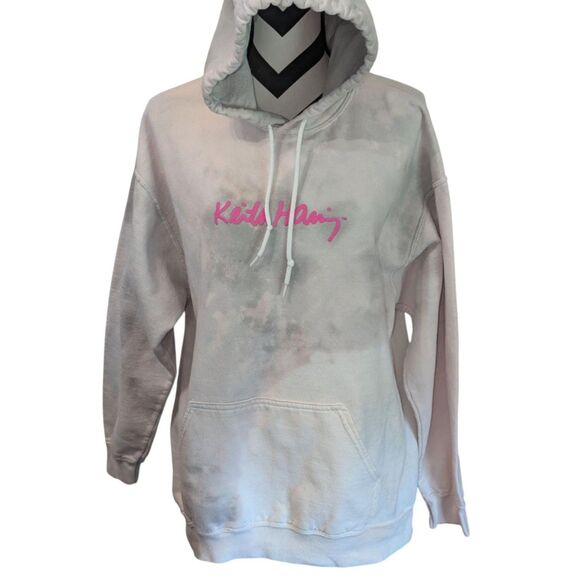 Keith Haring Tie-Dye Hoodie - Hybrid Tees Distressed Graphic Sweatshirt - Picture 1 of 6